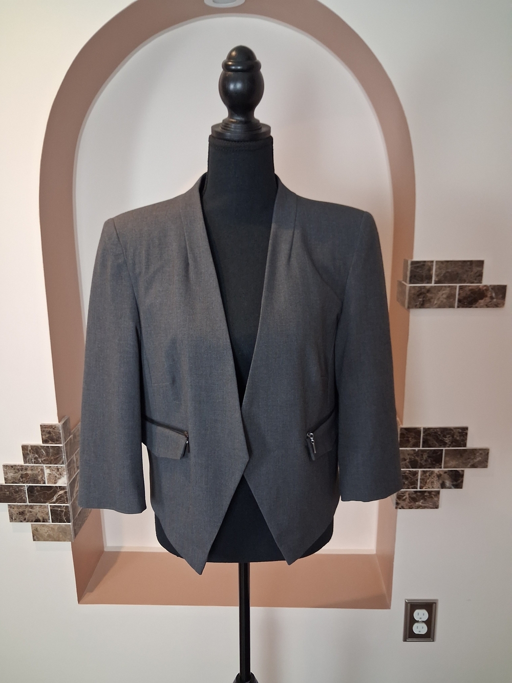 Jones New York Charcoal Gray Open-Front Blazer Size 12